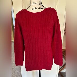 Women's Talbots Cherry Red Cable Knit Sweater